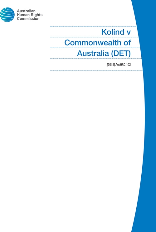 Cover of -	Kolind v Commonwealth of Australia (DET) [2015] AusHRC 102