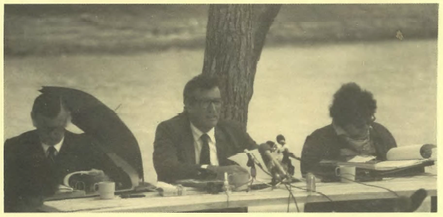 Commission President Justice Marcus Einfeld, Sir James Killen and Kaye Mundine at Toomelah