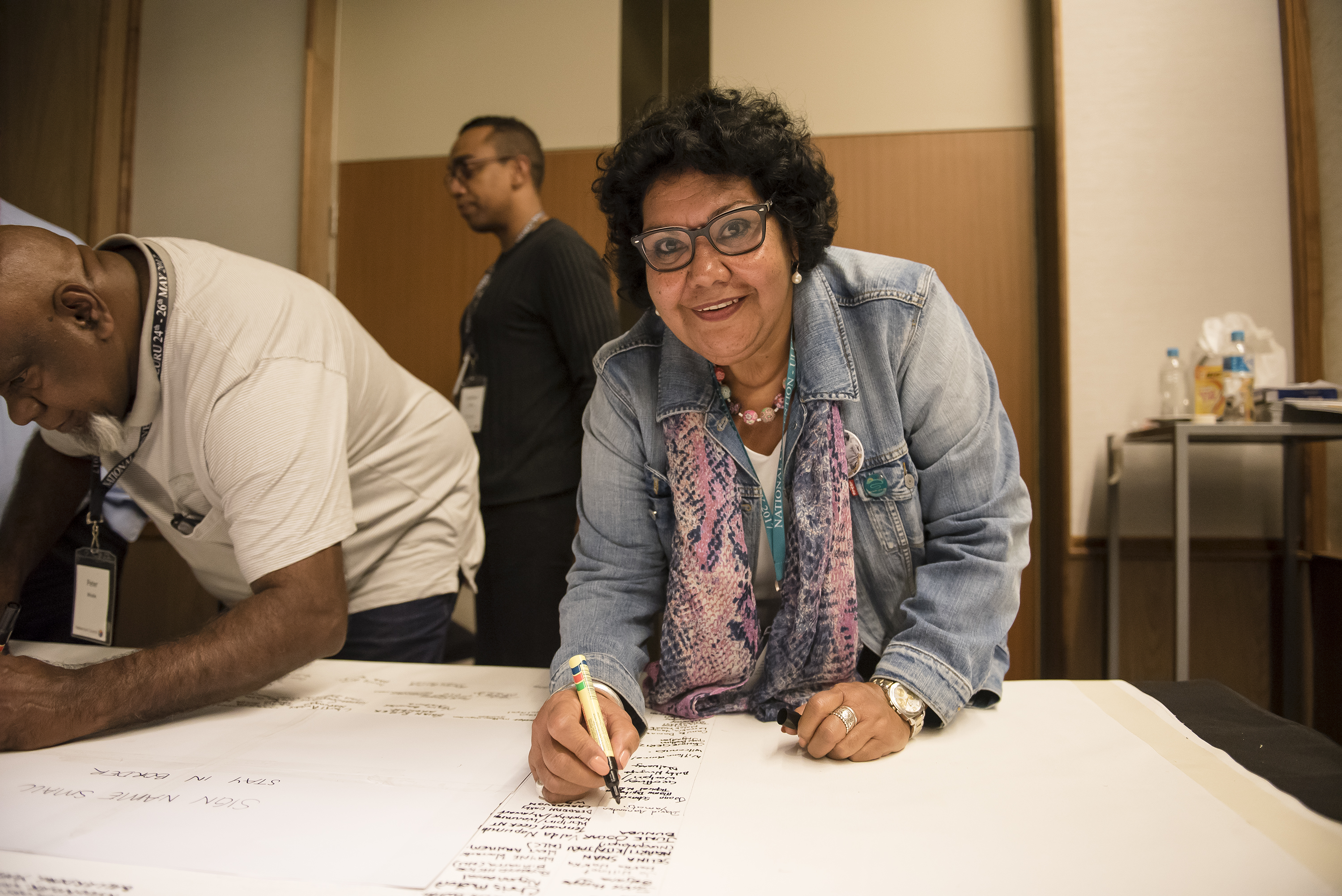 June Oscar signing Uluru Statement. Photo by Jimmy Widders Hunt