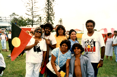 Alfred Coolwell (2nd from left), with his family on the day he first met them at Mugrave Park in 1988. Photo courtesy of Emily Bullock.