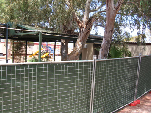 View from inside Leonora immigration detention facility to external recreation areas