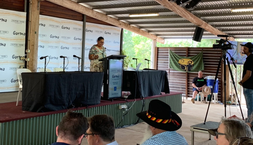 June Oscar speaking at Garma