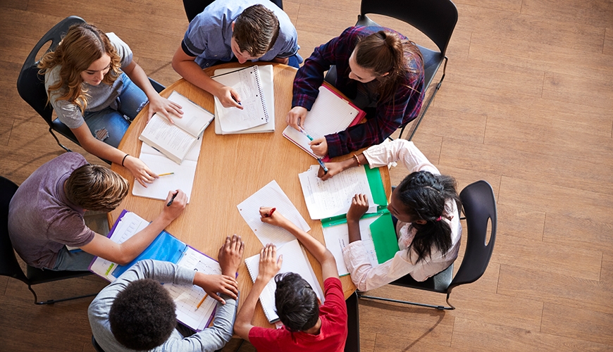 school children working on assignment