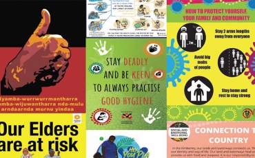 collage of COVID-19 posters from Aboriginal and Torres Strait Islander communities