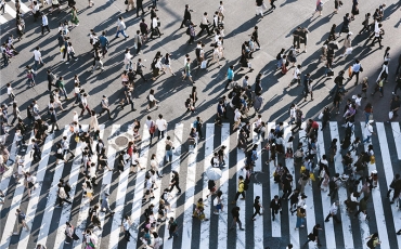 Crowded zebra crossing