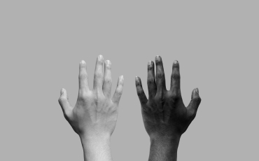 a black and white hand