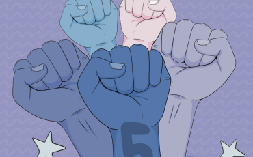 5 raised fists