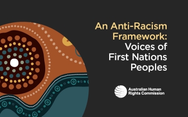 Cover of An Anti-Racism Framework: Voices of First Nations Peoples featuring Aboriginal representation of meeting and river