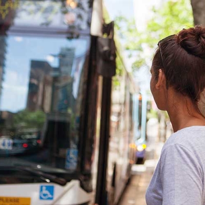 Woman waiting for the bus