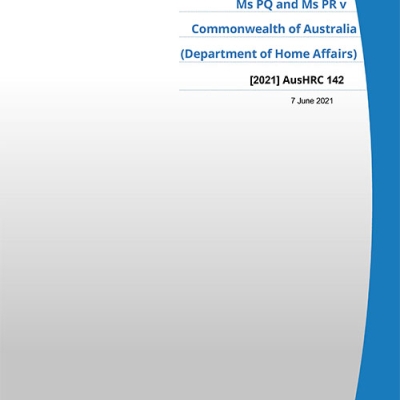 Cover of Ms PQ and Ms PR v Commonwealth of Australia (Department of Home Affairs) (2021)