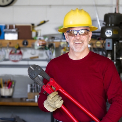 Older white man in a workshop